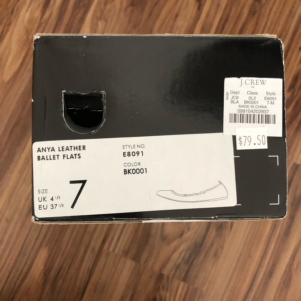 JCrew Anya Ballet Flat Black Leather 7 - Picture 7 of 8